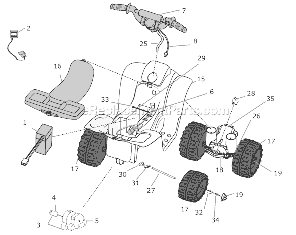 Page A Diagram and Parts List for N8379  Power Wheels Ride-On ATVs